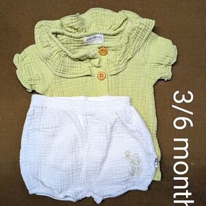 Rabbit And Bear Cotton Baby Outfit Set - Embroidered Detail